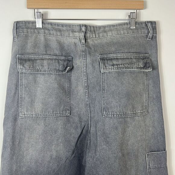 NWOT Joshua Mohamed Wide Leg Denim Cargo Pants Baggy Size 36 x 32 - Picture 7 of 11